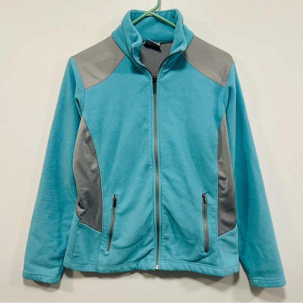 Columbia Women’s Blue and Gray Fleece zip up Jacket Size Small